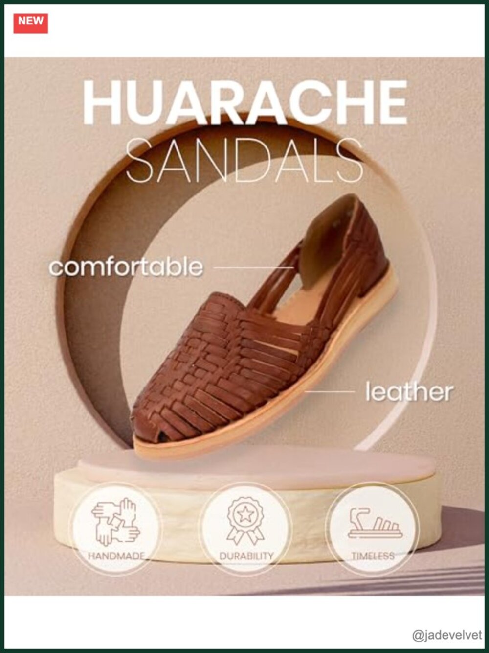 Handmade Leather Huarache Sandals - Flat Open Toe Wedge - Picture 2 of 6